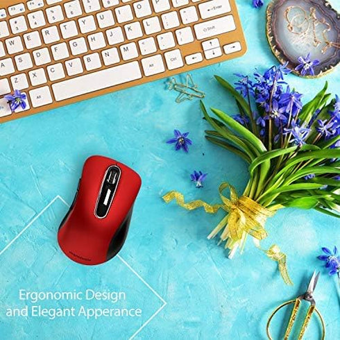 memzuoix 2.4G Wireless Mouse, 1200 DPI Optical Cordless Mouse with USB Receiver, Portable for Laptop, PC, MacBook, Red