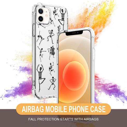 ZHEGAILIAN Case Compatible with iPhone 15 Plus Case,Dancing Skulls Case for iPhone 15 Plus Cases for Women Girls,Clear with Slim Flexible Soft TPU Rubber Protective Case for iPhone 15 Plus