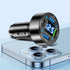 Car Charger, 4 Ports Fast Charger with LED Voltmeter, Universal Cigarette Lighter USB Charger for iPhone & Android