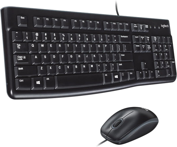 Logitech MK120 Wired Keyboard and Mouse Combo for Windows, Black