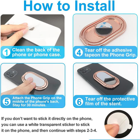 Cell Phone Ring Holder, CLZWiiN Foldable 360° Rotation Stand for Desk, Magnetic Car Mount (Rose Gold)
