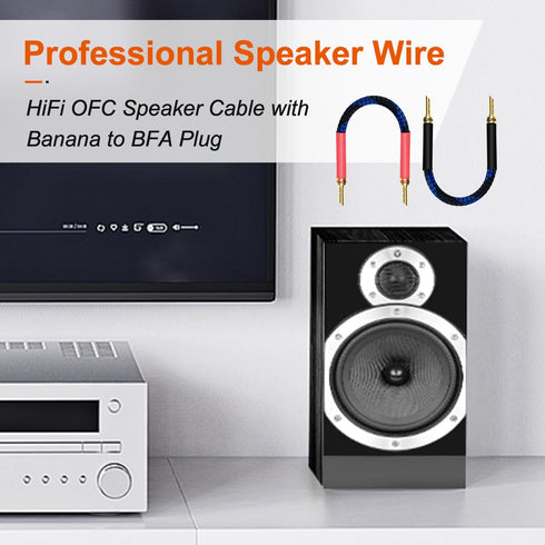 UCINNOVATE 11 AWG HiFi BFA Z Plugs Banana Speaker Cables, 4 Pack, 20cm Audiophile OFC Gold Plated