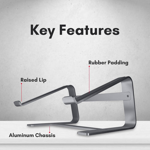 Macally Macbook Stand - Laptop Stand for Desk, Premium Aluminum Stylish and Sturdy Holder for 10"-17.3"