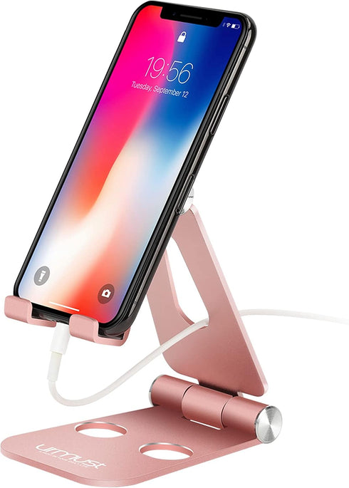 Urmust Cell Phone Stand for Desk Adjustable Foldable Holder for iPhone 15 14 13 12 11 Max Pro Xs Xr X 8 7 6, iPad Mini,