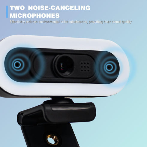 Svcouok W4 2K 1080P 60fps/2K 50fps, 2, Autofocus Webcam with Dual Mics & LED Light, USB Streaming Camera for PC