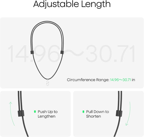 815 inches, Plaud NotePin Neck Strap Lanyard, Adjustable Length Secure Alloy Hook, Accessory for NotePin AI Voice