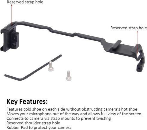 Dual Cold Shoe Adapter Relocation Plate, Easy Hood Microphone Extension Cold Shoe Mount Bracket for Sony Alpha A6400