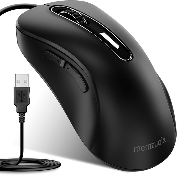 memzuoix Wired Mouse, USB Computer Mouse 1200 DPI, Ergonomic Design with 5FT Cord for Laptop, PC, Desktop