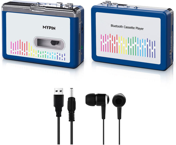 Bluetooth Cassette Player with Headphone, Portable Tape Player with Bluetooth Output, 2 AA Battery or USB Power Supply