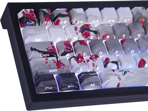 Tsungup PBT Keycaps - Side Printed Keycap Set, 135 Keys Double Shot Shine Through Landscape Painting Custom Keycaps for