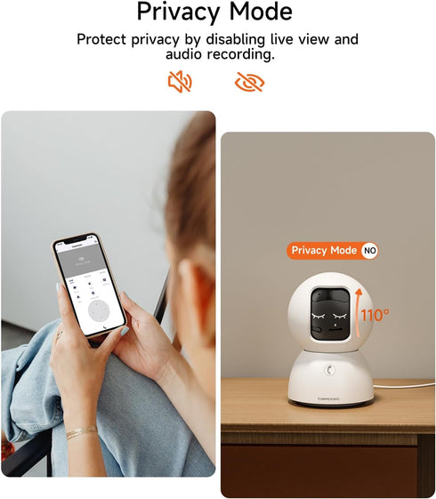 CINMOORE 5G 3K 2-Way 2.4G/5G Pet Camera Indoor with Phone App, Cat Dog Cameras with Speaker, Pan-Tilt WiFi Baby Monitor