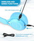 Kids Bluetooth Headphones, On Ear Wireless Headsets with Microphone, Foldable Stereo for iPad Tablet (Blue)