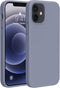 Miracase Lavender Gray Case for iPhone 12/12 Pro, Liquid Silicone Gel Rubber Full Body Protection, Shockproof
