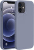 Miracase Lavender Gray Case for iPhone 12/12 Pro, Liquid Silicone Gel Rubber Full Body Protection, Shockproof