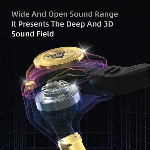 Wired Gaming Earbuds, Ak3file in Ear Monitors, Deep Bass Sound Wired Earbuds, HiFi in Ear Headphones with 1DD 10mm
