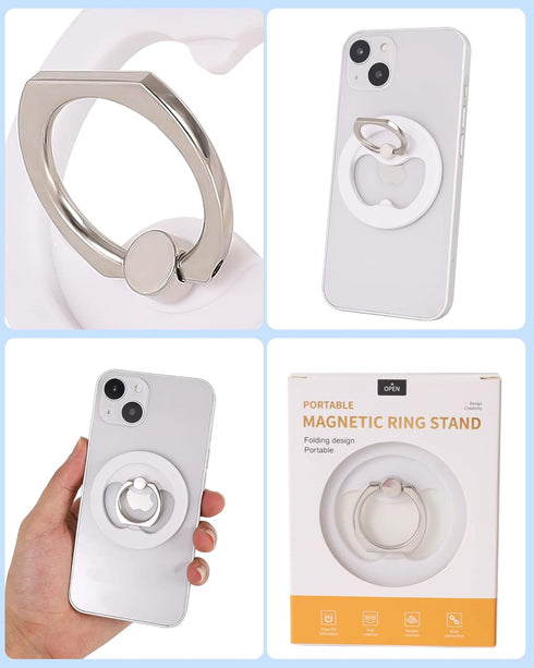 Magnetic Phone Grip (MagGo), Removable Phone Holder Stand, Adjustable Finger Ring Grip Compatible with MagSafe iPhone