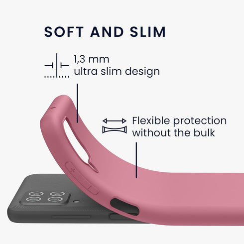kwmobile Case for Samsung Galaxy A12 - Soft Slim Protective TPU Silicone Cover - Dark Rose