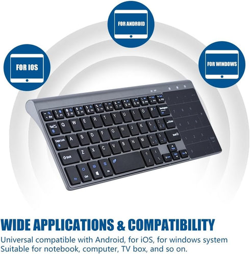 2.4Ghz Mini Wireless Keyboard with Touchpad, Portable Ultrathin Numeric Keypad Remote Keyboard Mouse Combo.