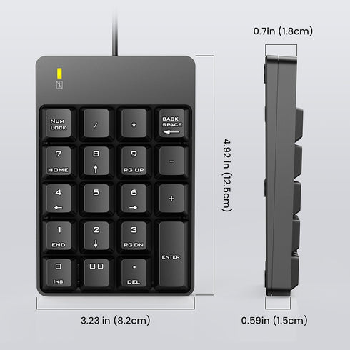 TechGarden 19 Wired Number Pad, USB Numeric Keypad Key Number Keypad Keyboard for Laptop PC Computer Notebook, Big