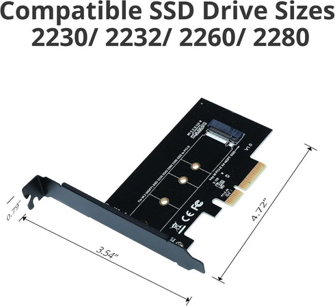 SIIG M.2 NGFF SSD to PCIe 3.0 x4 Card Adapter for 2230, 2242, 2260, 2280 M.2 SSDs (SC-M20014-S1)