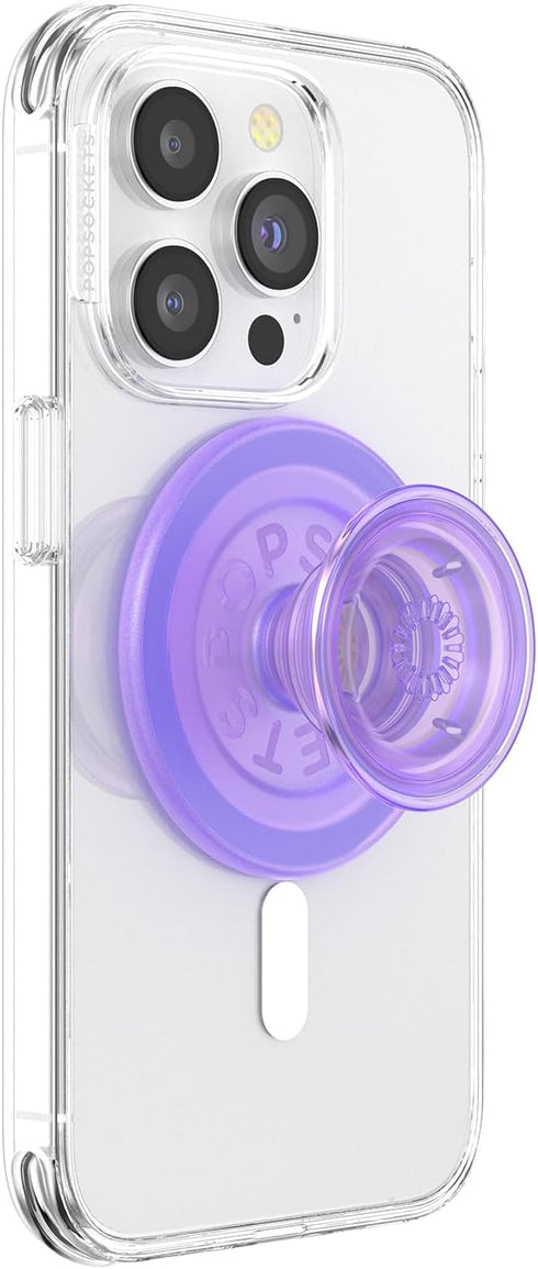 Lavender Translucent PopSockets Phone Grip with MagSafe Compatibility, Includes Adapter Ring, Wireless Charging