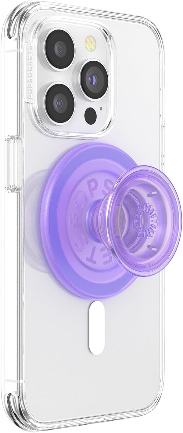 Lavender Translucent PopSockets Phone Grip with MagSafe Compatibility, Includes Adapter Ring, Wireless Charging