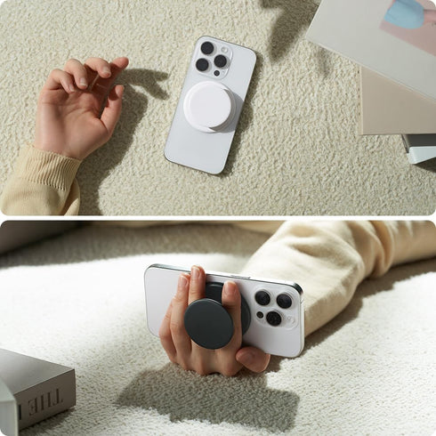 Sinjimoru Soft Silicone MagSafe Phone Grip for iPhone 15/14/13/12, Comfortable One-Touch Holding, M-Tap Tok Black