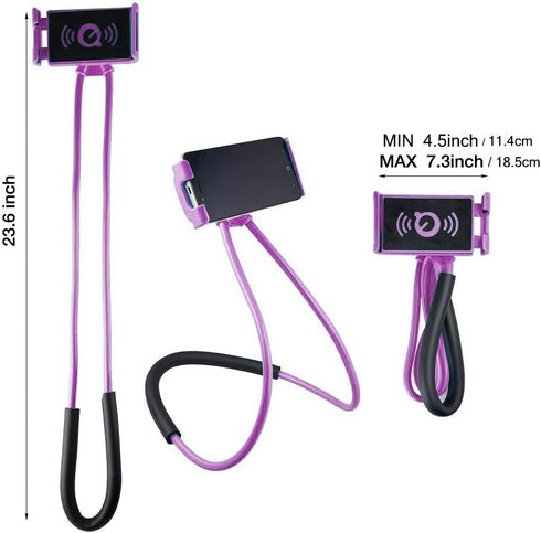 Lazy Cell Phone Holder - Universal Phone Holder to Wear Around Neck, Free Rotating Mobile Phone Mount Stand