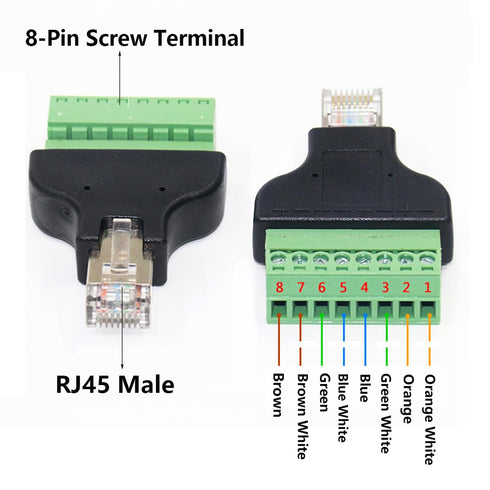 Teansic 4PCS RJ45 Block,RJ45 8 Cat5 Cat6 Cat7 Screw Terminal Adapter Ethernet Male to Pin Connector for CCTV DVR