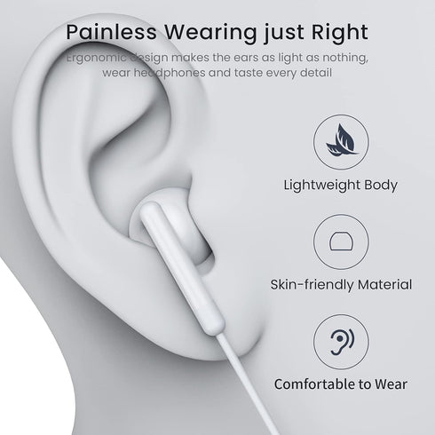 USB C Headphones for iPhone 15 Pro Max - USB C Earphones with Microphone, Wired Earbuds for Google Pixel, Samsung