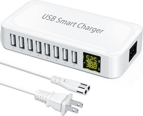 USB Charging Station, Ziwodiv 8-Port 60W/12A USB Charger Station, Multi Ports USB-A Charging Hub with LED Display for