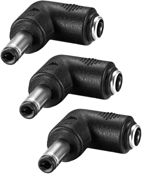 uxcell 3Pcs DC Power Connector Adapter, 90 Degree Angle 5.5mm x 2.5mm Male to 5.5mm x 2.1mm Female Jack Coupler