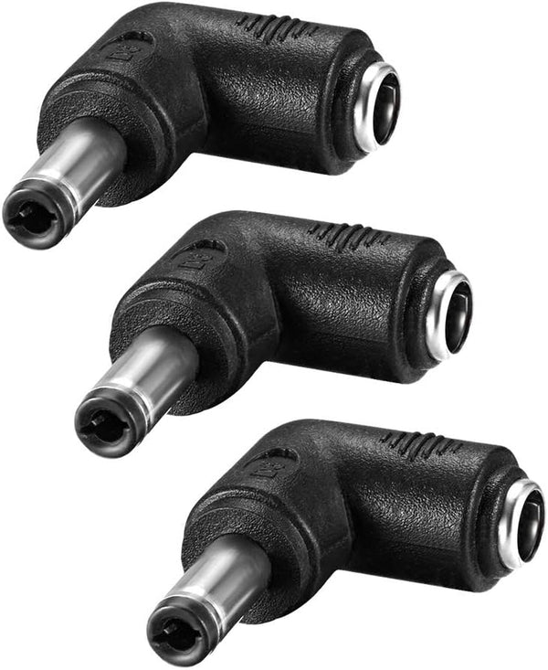 uxcell 3Pcs DC Power Connector Adapter, 90 Degree Angle 5.5mm x 2.5mm Male to 5.5mm x 2.1mm Female Jack Coupler