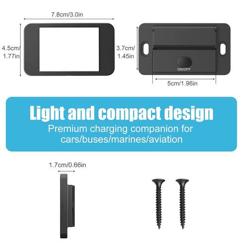 78W 12V USB Outlet Surface Mount Dual USB C 30W & QC 3.0 18W Car USB Port, 12 Volt Charger Socket Panel