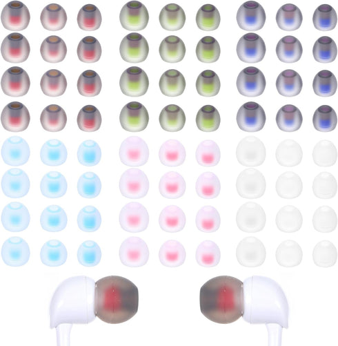 Hpmjz 36 Pairs Ear Bud Rubber Tips Silicone Earbud Replacement Tips Ear Tip for in-Ear Headphones with Excellent Noise