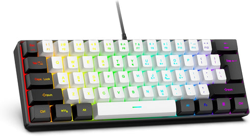 REBOCOON 61-Key Compact RGB Gaming Keyboard 60% Layout, Ergonomic Membrane Keys, 8-Color Backlight,