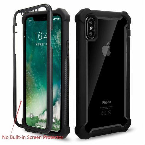 Case for Apple iPhone Xs Max, Clear & Black Shockproof Heavy Duty Armor Protective Cover, Rugged Bumper - AR-BK