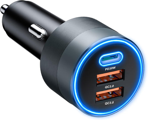 USB C Car Charger 66W, Fast Car Cigarette Lighter Adapter with PD 30W + Dual QC3.0 for iPhone 14 13 12 11 Pro Max,