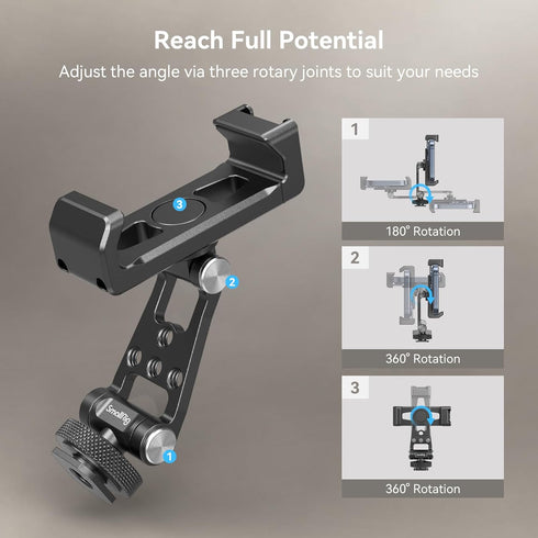 SMALLRIG Universal Phone Tripod Mount, Metal Cell Phone Mount with Cold Shoe and M4 Screws for DJI Stabilizers