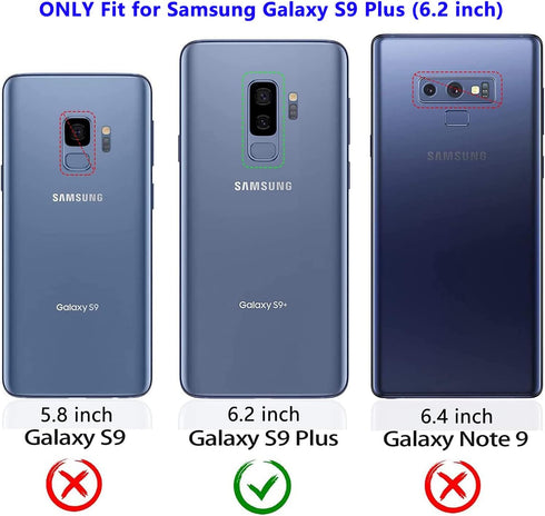 Military Grade Drop Impact Case for Samsung Galaxy S9 Plus, 360 Metal Rotating Ring Kickstand Holder, Heavy Duty