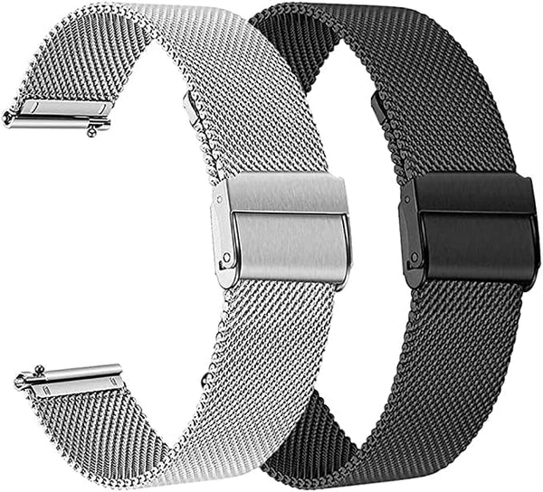 FitTurn Slim Mesh Stainless Steel Quick Release Wristband for Cubitt Aura Pro Smartwatch, Adjustable Strap