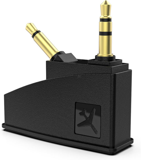 Dual 3.5mm Male to 3.5mm Female Airplane Headphone Adapter, Gold-Plated Tip for Bose Headphones