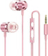Rose Gold Earbuds: Girls Pink Wired Earphones with Mic & Volume Control, 3.5mm for Smartphones, MP3, Tablet, Laptop.