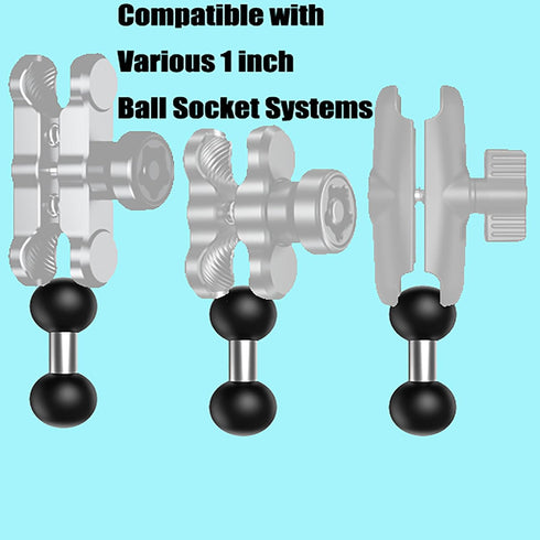 Double 1" Ball Mount Base Adapter, Compatible with RAM Mounts B Size 1 inch Double Ball Socket Arms, Black