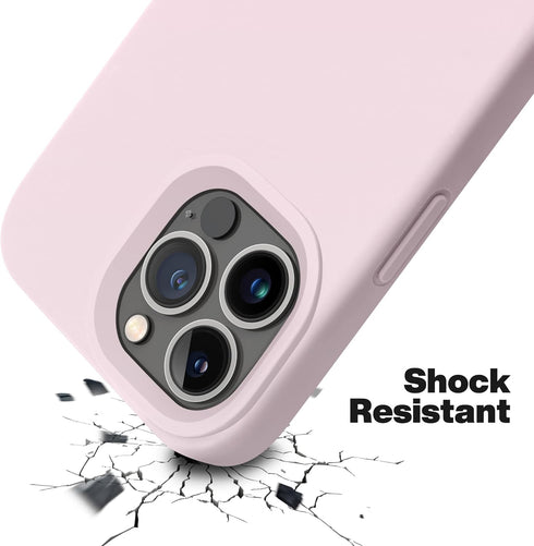 OTOFLY iPhone 13 Pro Case - Slim Liquid Silicone, Shockproof, Anti-Scratch Microfiber Lining, 6.1" (Ice Pink)