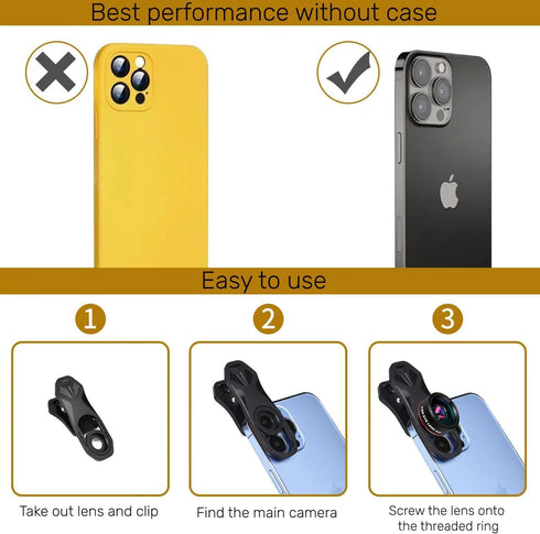 Fisheye 235° Fish Eye Lens | Universal HD Phone Fisheye Lens for iPhone and Android Smartphones