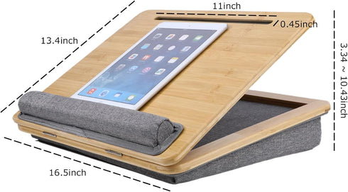 SUMISKY Adjustable Lap Desk, Portable Laptop Stand with Cushion and Phone Holder for Up to 15.6 Inch Laptops