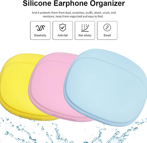 Silicone Headphone Organizer - Data Cable Storage Case - Mini Key Box - Portable Wired Headset Storage Bag (3PCS)