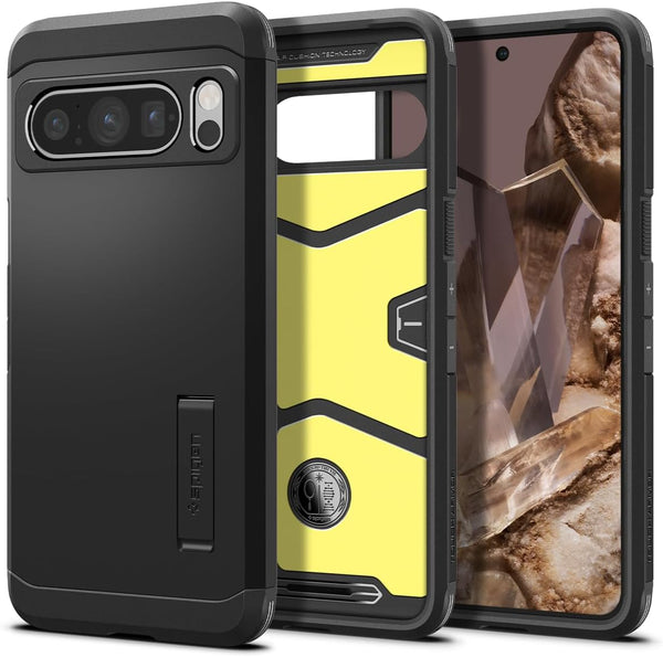 Spigen Tough Armor Case for Pixel 8 Pro (2024), Kickstand, Military-Grade Protection, Black