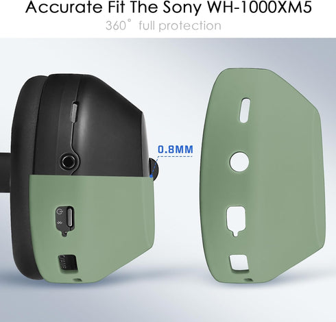 Cactus Green Silicone Case for Sony WH-1000XM5 Wireless Headphones - Protective Cover for Sony XM5